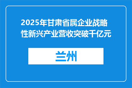 2025年甘肃省属企业战略性新兴产业营收突破千亿元