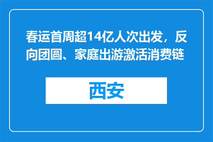 春运首周超14亿人次出发，反向团圆、家庭出游激活消费链