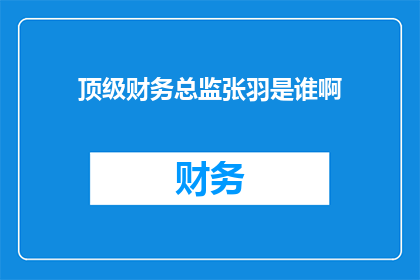 顶级财务总监张羽是谁啊(谁是那位在财务领域声名显赫的顶级总监张羽？)